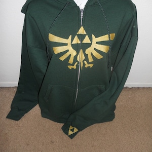 green Legend of Zelda zip up hoodie adult image 2