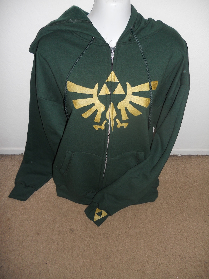 green Legend of Zelda zip up hoodie adult image 2