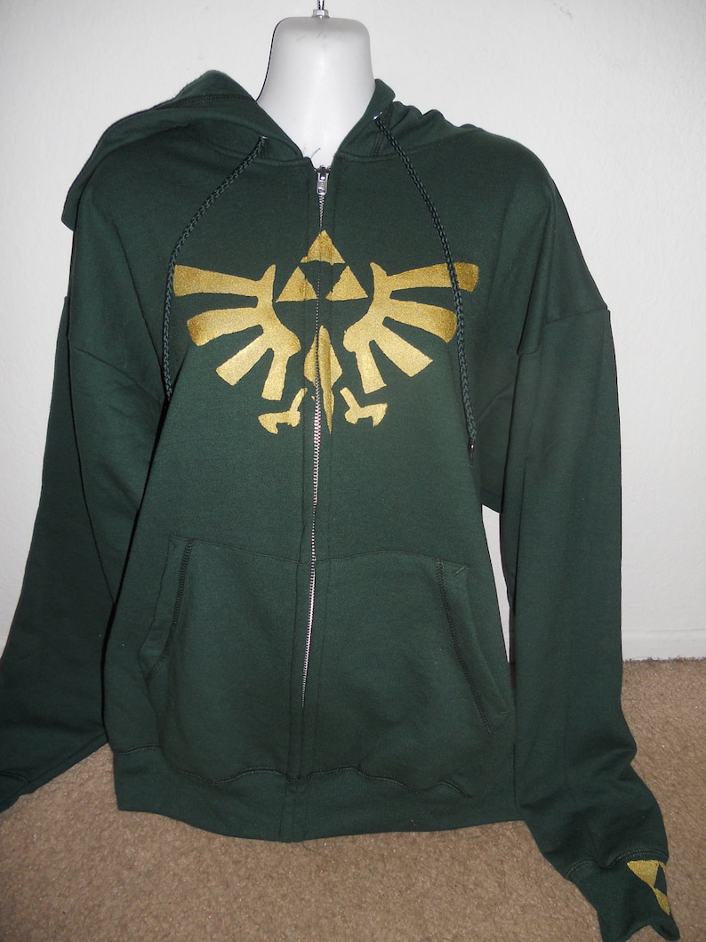 green Legend of Zelda zip up hoodie adult image 3