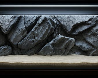 A4 Slim - Compact Rocky Terrain - 3D Aquarium Background for 75 & 90 Gallon Tanks