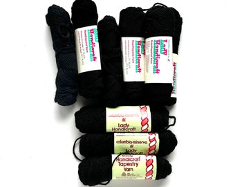 Columbia Minerva Wool Tapestry Yarn for Needlepoint - Black - Eight 40 Yard Skeins  320 Yards Total