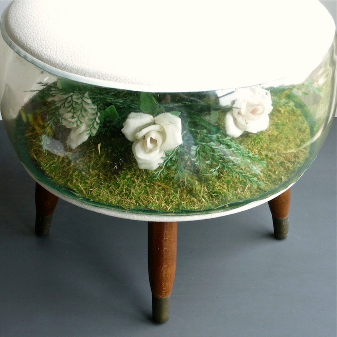 Vintage Inflatable Terrarium Foot Stool Ottoman with White Etsy