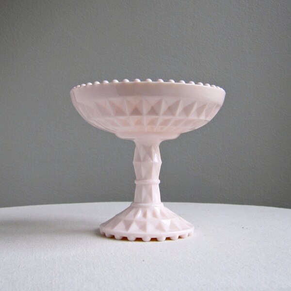 Pink Milk Glass Footed Compote Shell Pink Dish