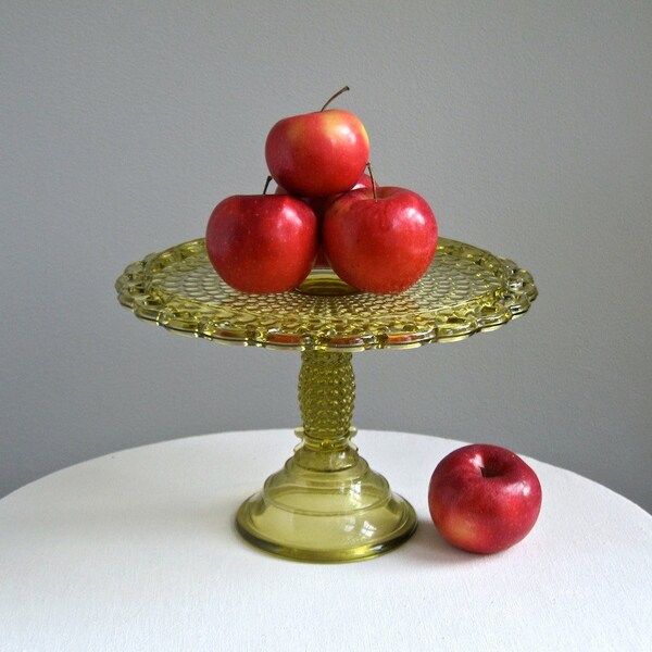 Victorian Amber Glass Cake Stand Thousand Eye Pattern Adams 1870s EAPG