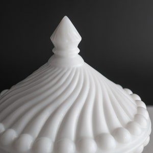 Westmoreland Ball and Swirl Milk Glass Covered Candy Dish White Glass 1960s image 2