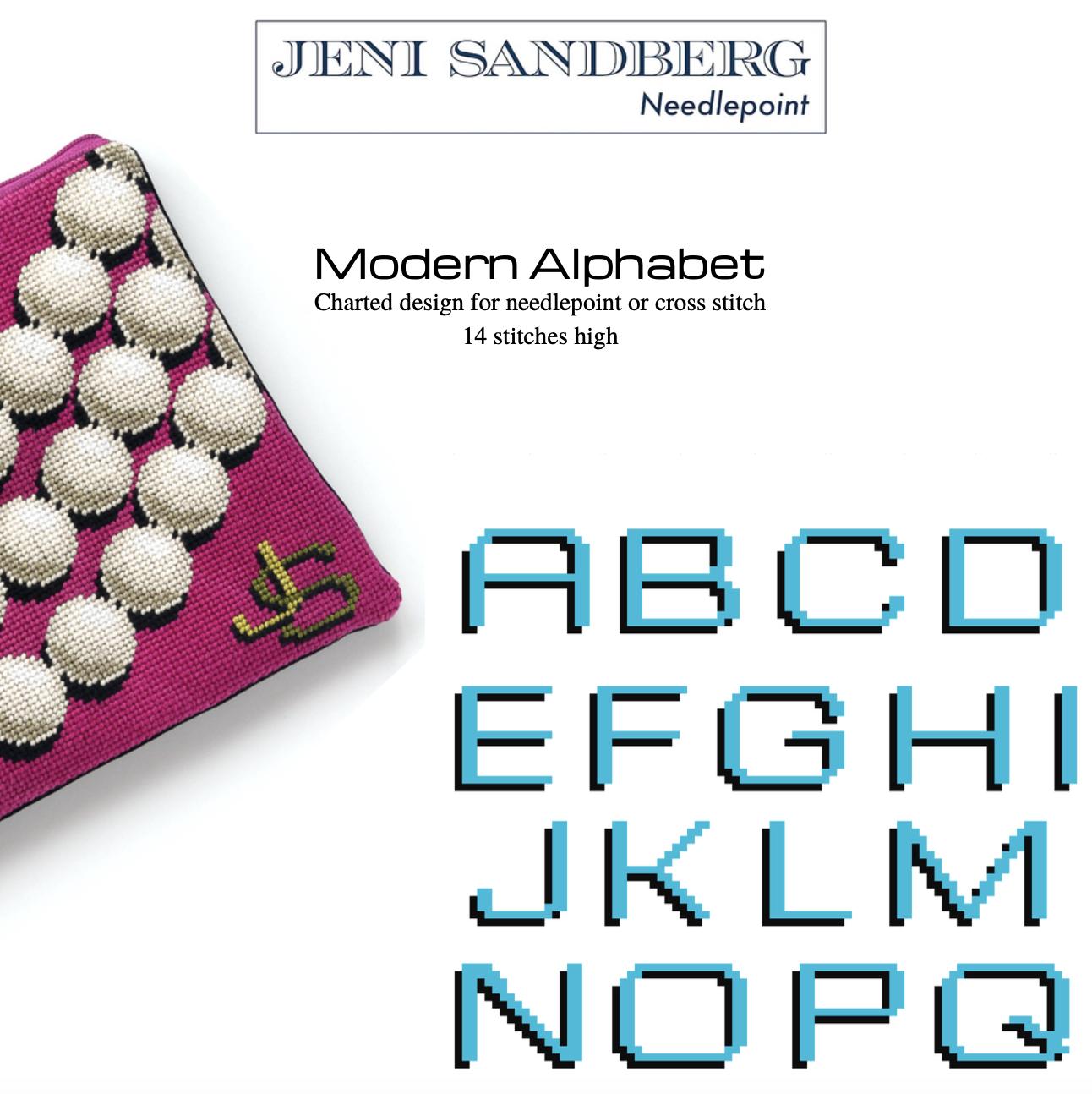 Modern Alphabet Counted Needlepoint or Cross Stitch CHART - Downloadable .pdf Modern Letters