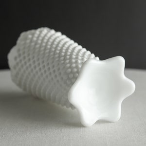 Milk Glass Vase Large Fenton Hobnail Milk Glass Footed Vase with Crown Top White Glass Vase Wedding Decor image 4