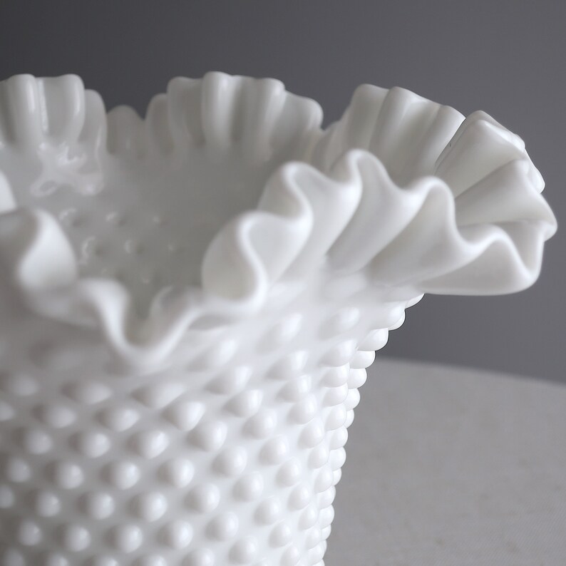 Vintage Large Hobnail Milk Glass Vase Early Fenton 1950s Etsy