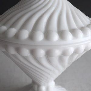 Westmoreland Ball and Swirl Milk Glass Covered Candy Dish White Glass 1960s image 4