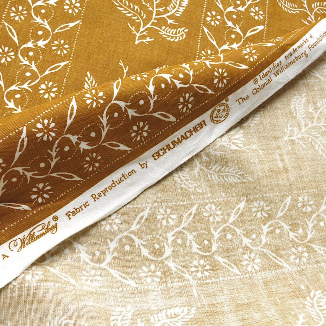 Vintage Schumacher Cotton Upholstery Fabric Colonial Etsy