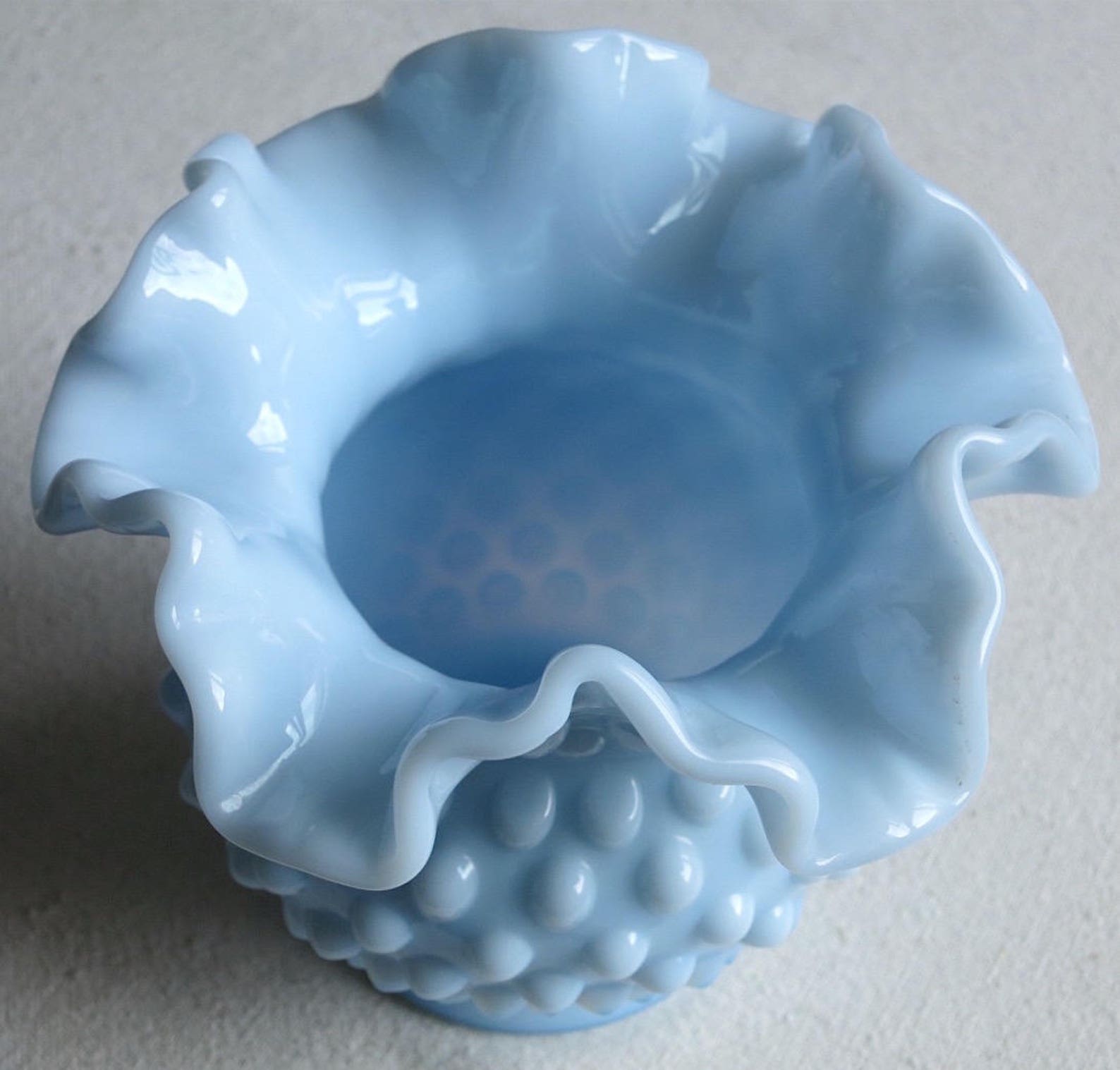 Vintage Blue Milk Glass Hobnail Vase by Fenton Medium Baby Etsy