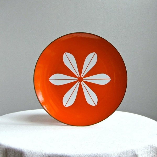 Cathrineholm Enamelware Plate - Lotus in Orange and White