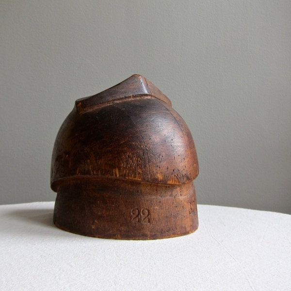 Vintage Milliner's Wood Hat Mold - Rustic Industrial Decor