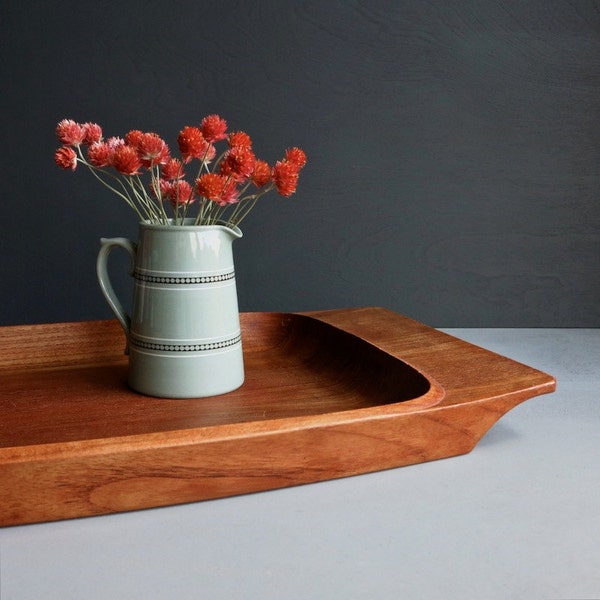 Vintage Dansk Handled Teak Wood Serving Tray - Jens Quistgaard, IHQ, Made in Denmark 1960s Danish Mid Century Modern Entertaining Home Decor