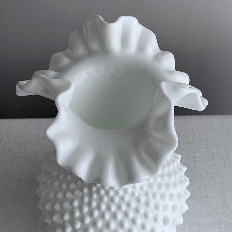 Vintage Fenton Hobnail Milk Glass Vase Large Baluster Form Etsy