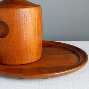 Henning Koppel Teak Tray for Georg Jensen Round Staved Wood Mid Century Modern Barware Danish Scandinavian Wood image 7