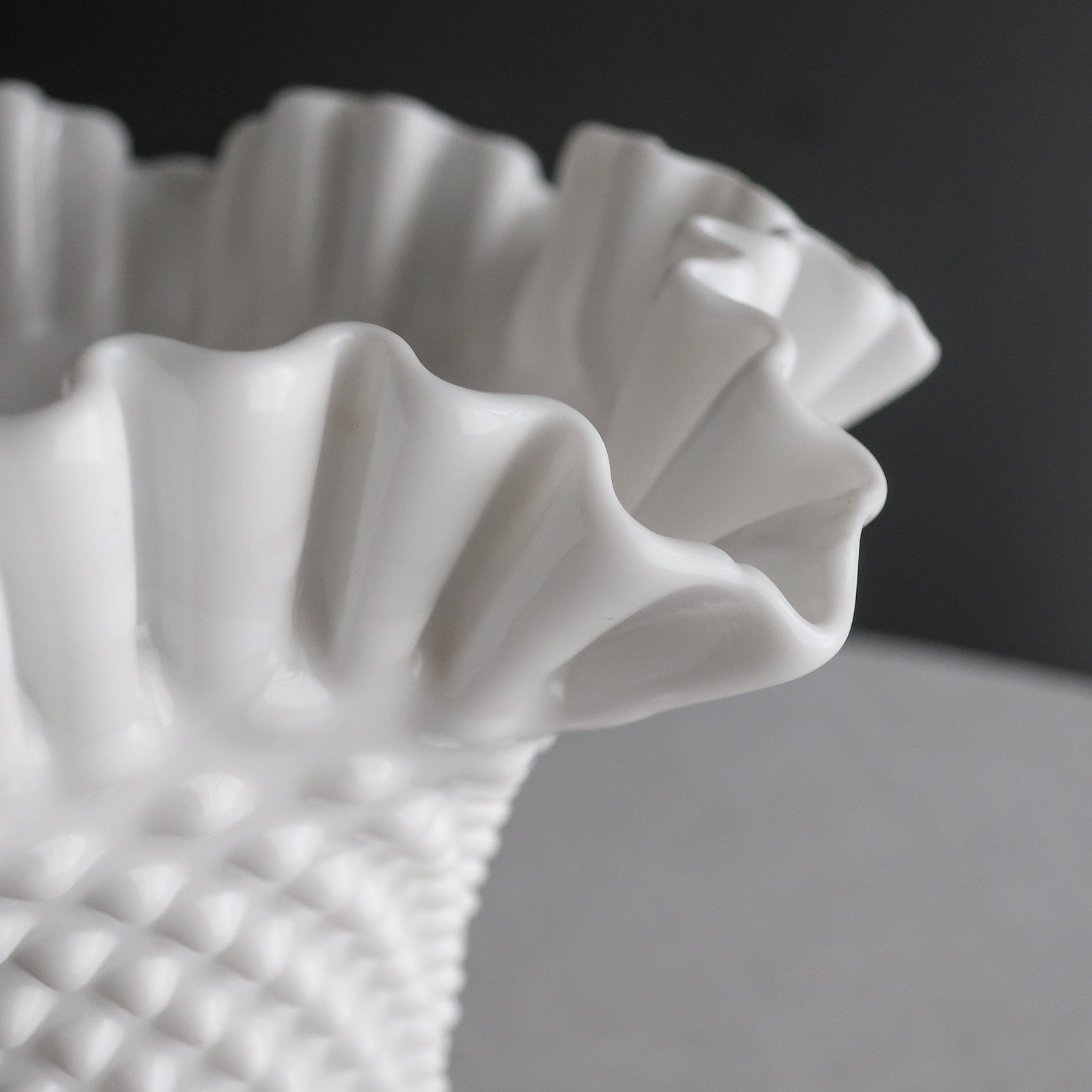 Large Hobnail Milk Glass Vase by Fenton 8 Inch Large Bouquet Etsy