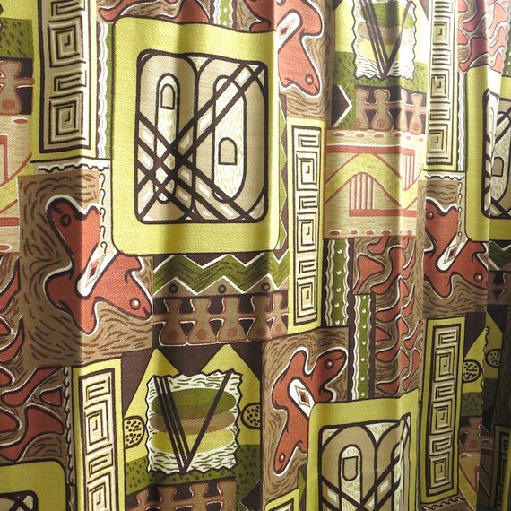 Pair Of Vintage Barkcloth Curtain Panels Cotton Fabric Etsy