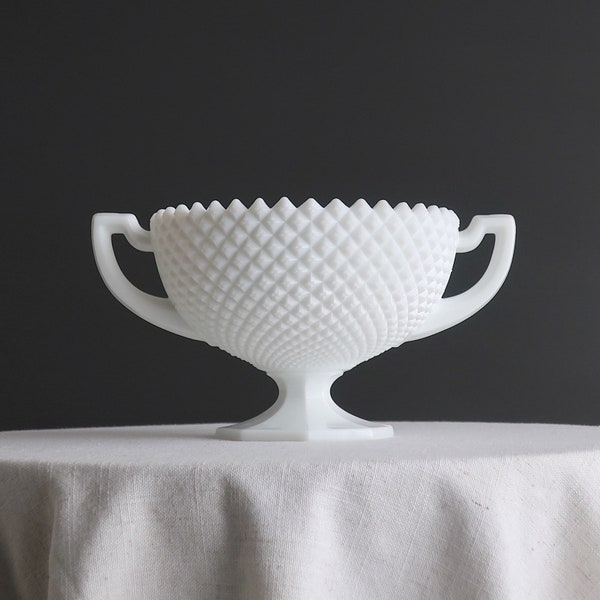 Vintage Westmoreland Milk Glass Loving Cup Vase or Bowl - Two Handled Footed Bowl