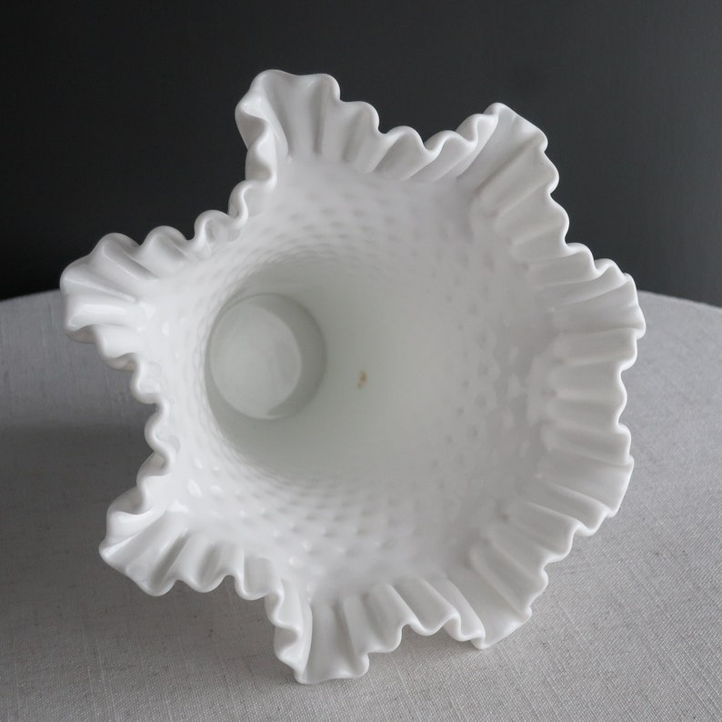 Large Hobnail Milk Glass Vase by Fenton 8 Inch Large Bouquet Broad Mouth White Glass Vase Wedding Decor image 4