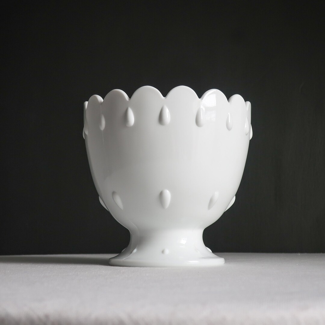 Vintage Large Milk Glass Footed Vase by Indiana Glass Co Tear Drop