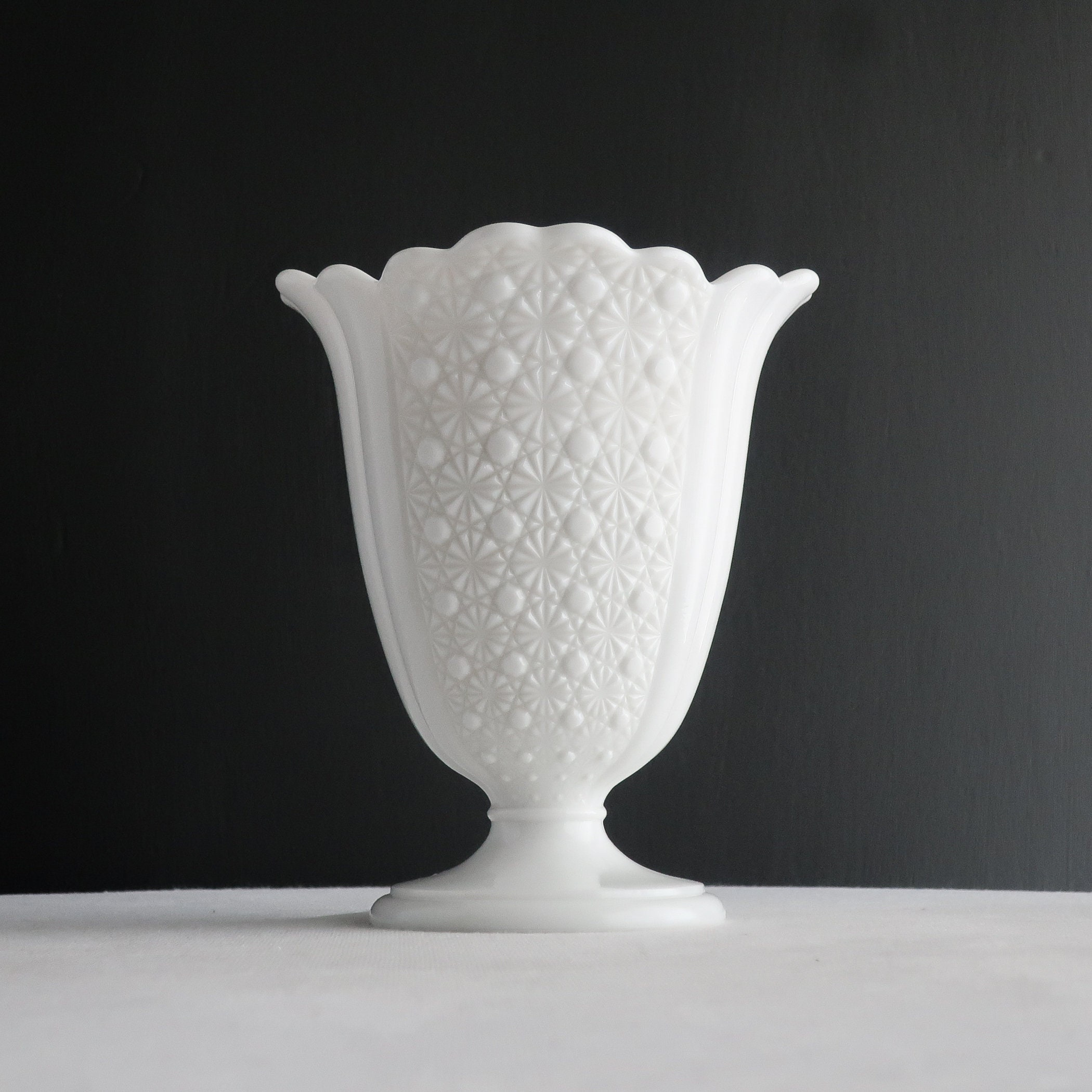 Vintage Fenton Milk Glass Vase: Daisy Button Pattern, 1950s Decor