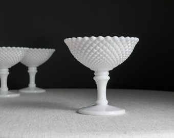 Westmoreland Milk Glass Small Compote -- English Hobnail with Straight Rim Footed Bowl Candy Dish