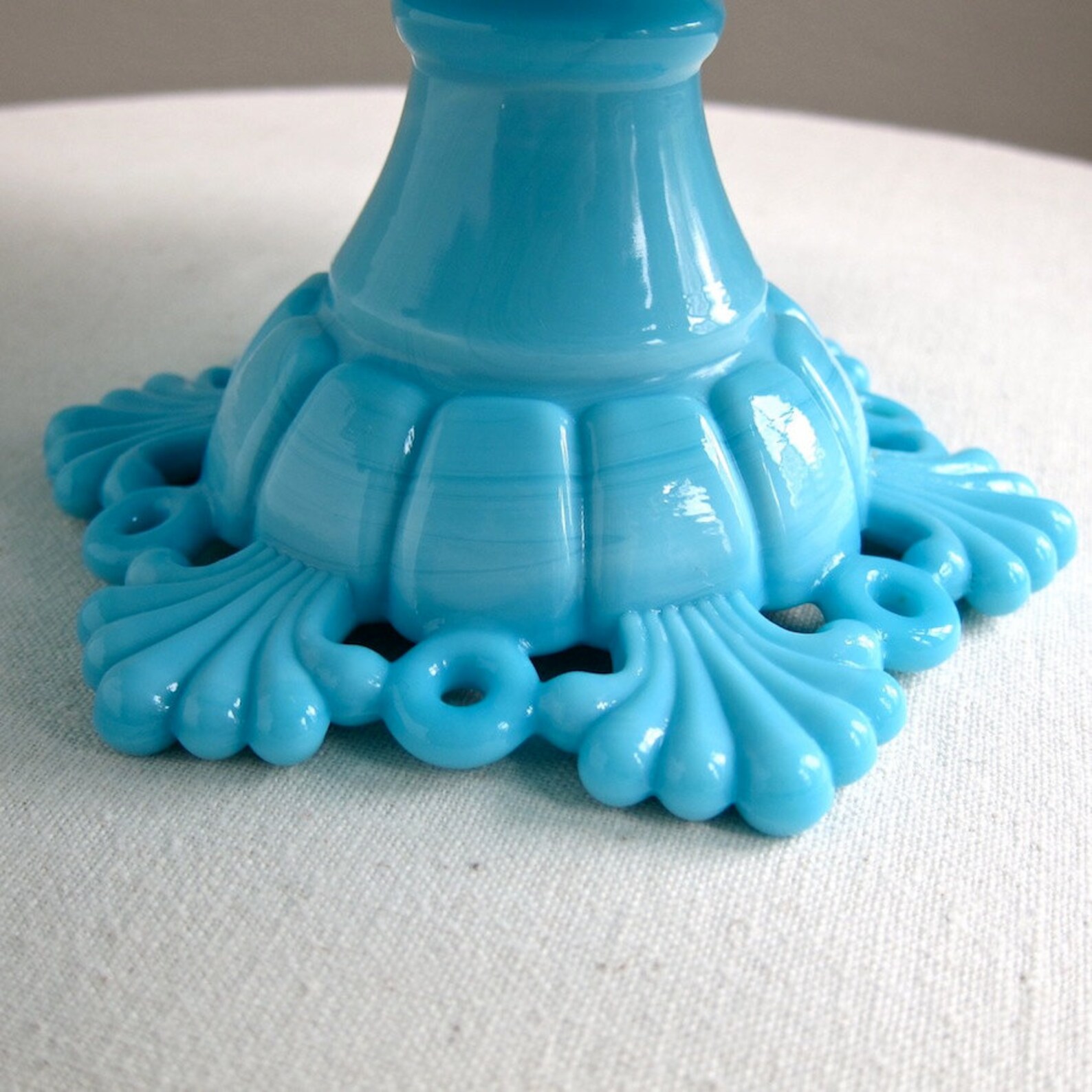 Westmoreland Blue Milk Glass Cake Stand Square Petal and Etsy