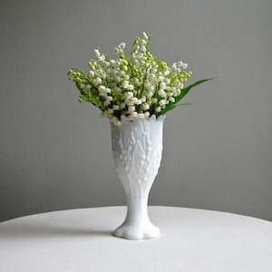 Vintage Lily of the Valley Milk Glass Vase by Westmoreland - White Lilies Vase 1960s