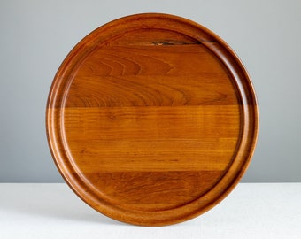 Henning Koppel Teak Tray for Georg Jensen - Round Staved Wood - Mid Century Modern Barware -  Danish Scandinavian Wood