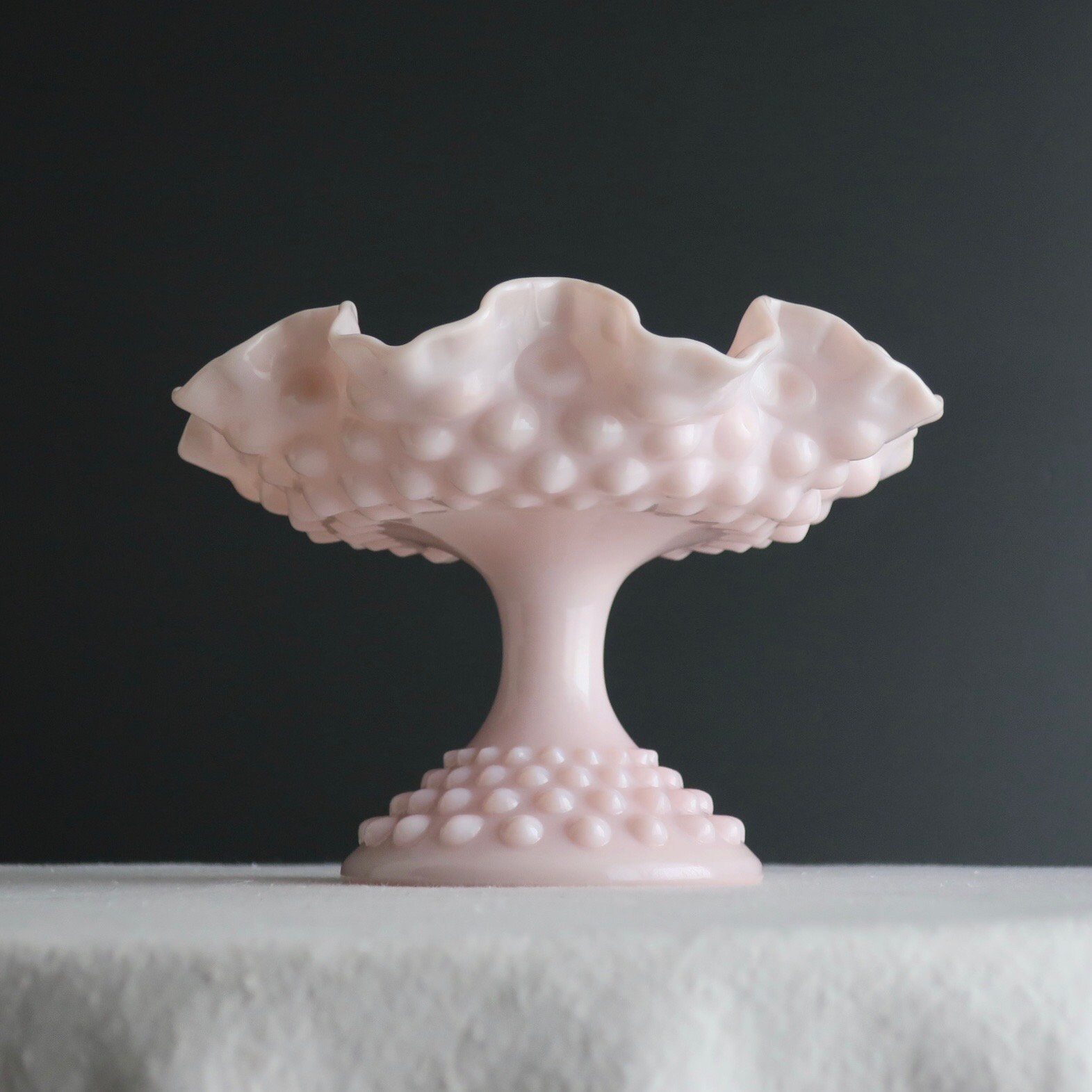 Vintage Pink Hobnail Milk Glass Footed Compote by Fenton Etsy