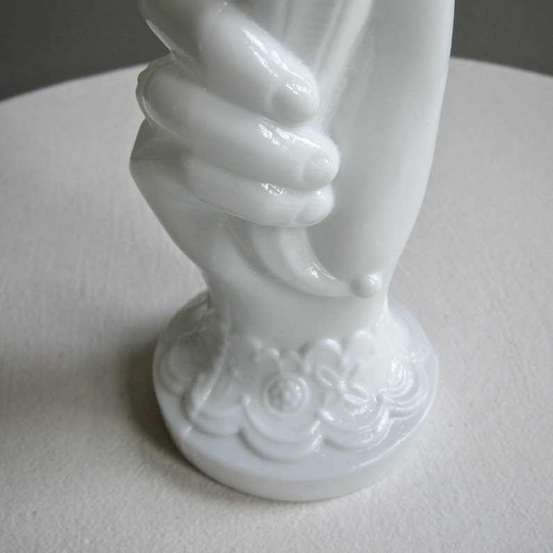 Milk Glass Hand Vase Victorian Posy Vase White Romantic Etsy