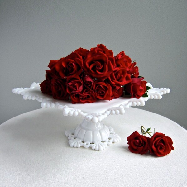 Westmoreland Milk Glass Cake Stand - Square - Petal and Ring - Wedding Cake Stand