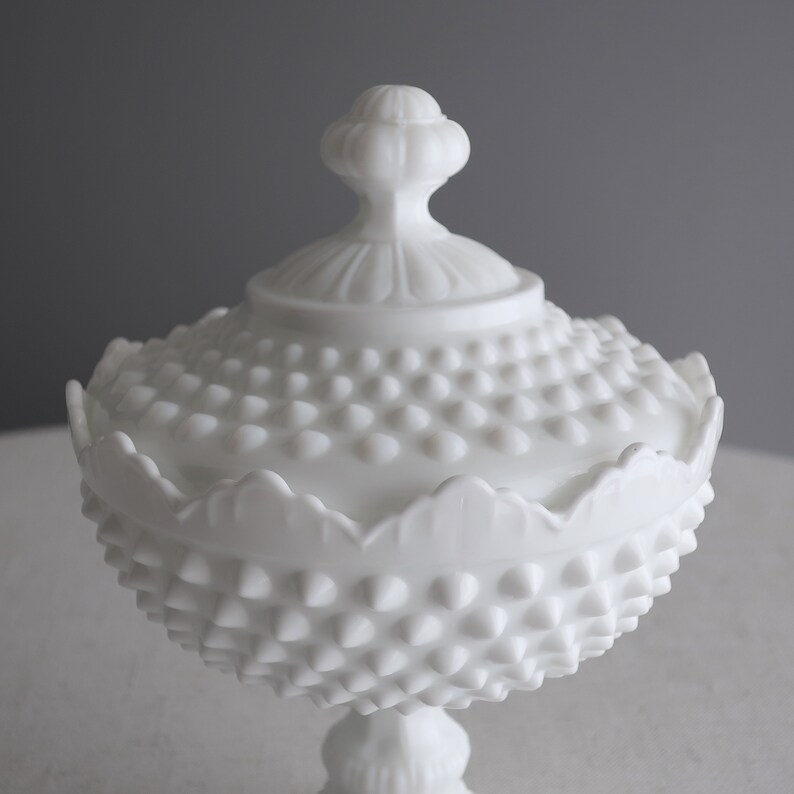 Vintage Hobnail Milk Glass Footed Candy Dish by Fenton White Etsy