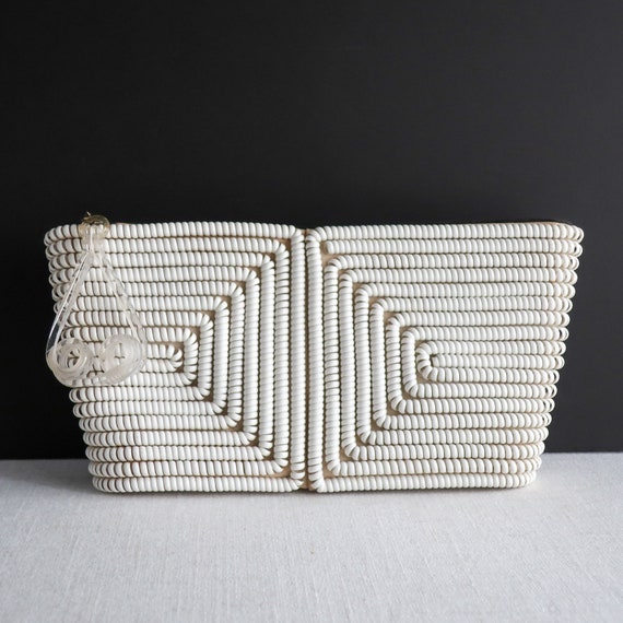 Vintage Telephone Cord Plastic Coil White Handbag