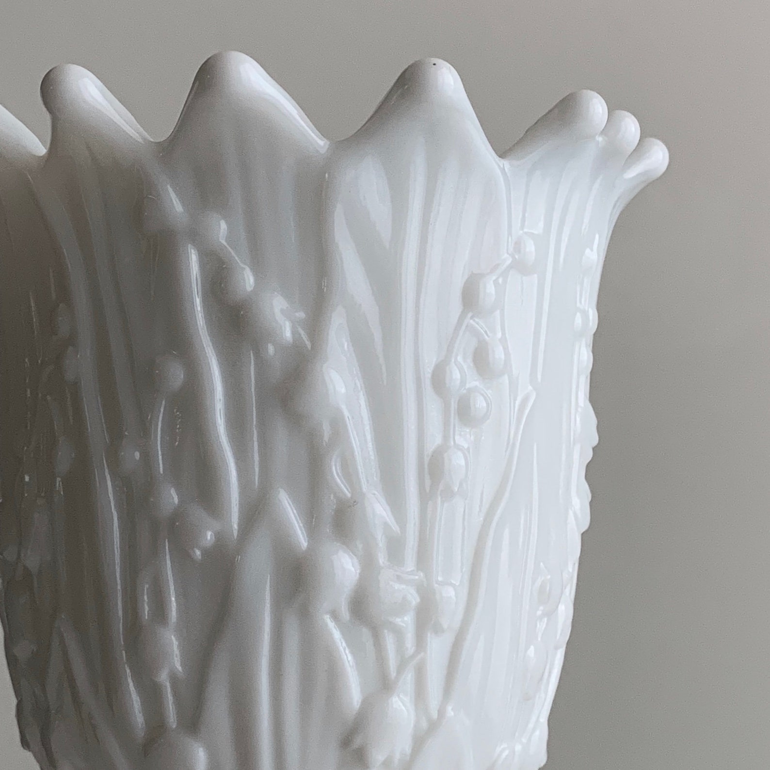 Vintage Lily of the Valley Milk Glass Vase by Westmoreland Etsy