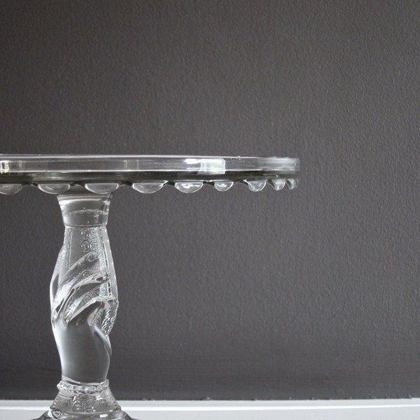 Antique Glass Cake Stand, Hobbs, Brockunier Co circa 1879 - Tree of Life Pattern EAPG Cake Plate