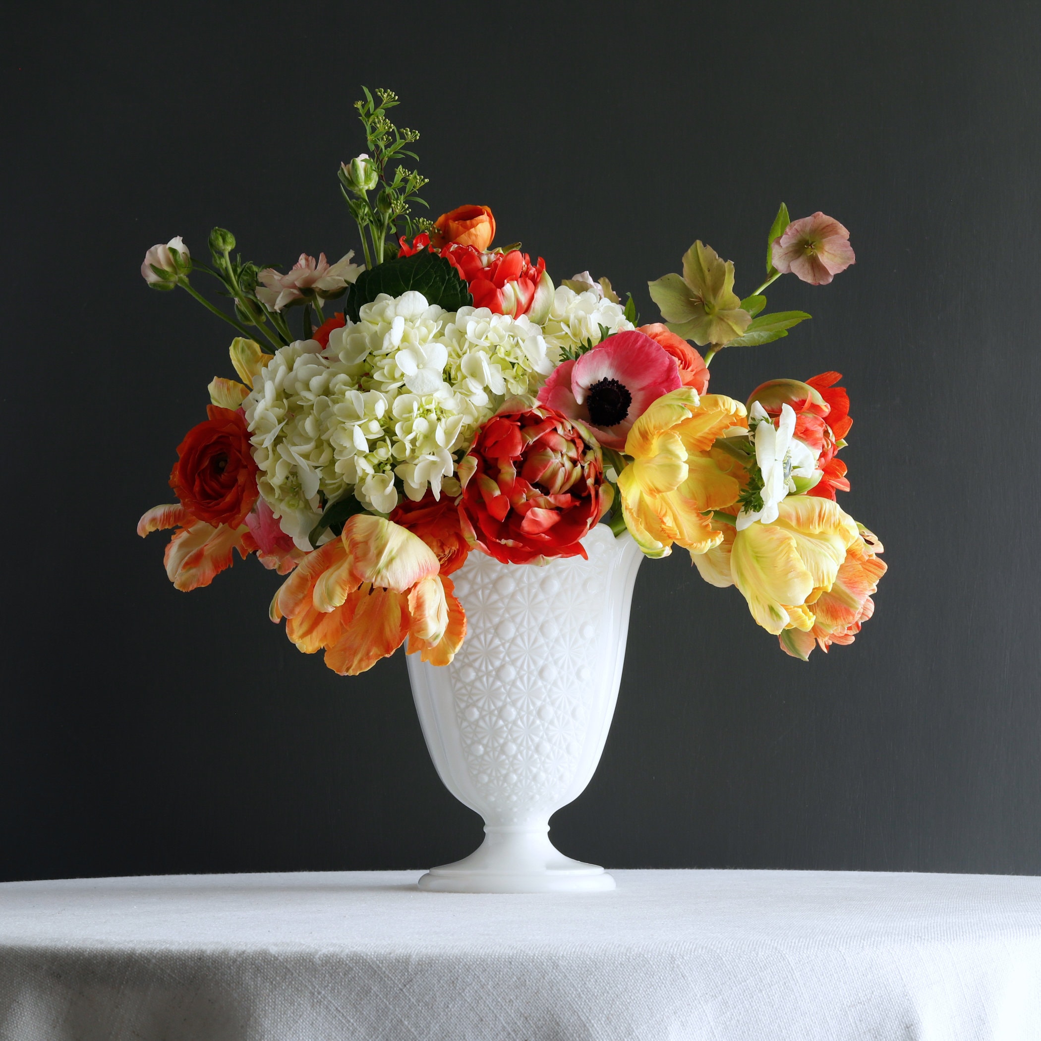 Vintage Fenton Milk Glass Vase: Daisy Button Pattern, 1950s Decor