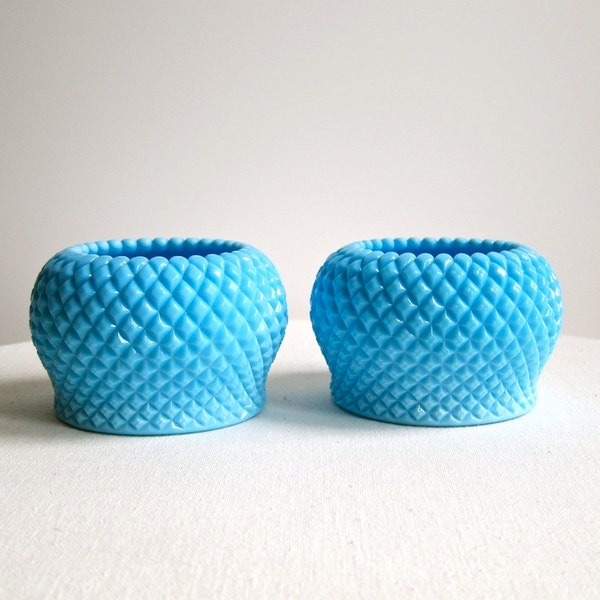 Pair of Vintage Westmoreland Blue Milk Glass Vases