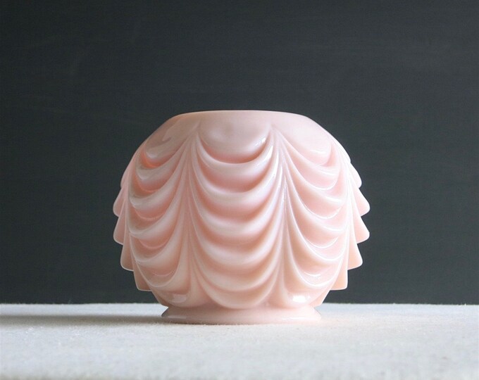 Vintage Pink Milk Glass Vase by Fostoria Swag Design Rose Etsy