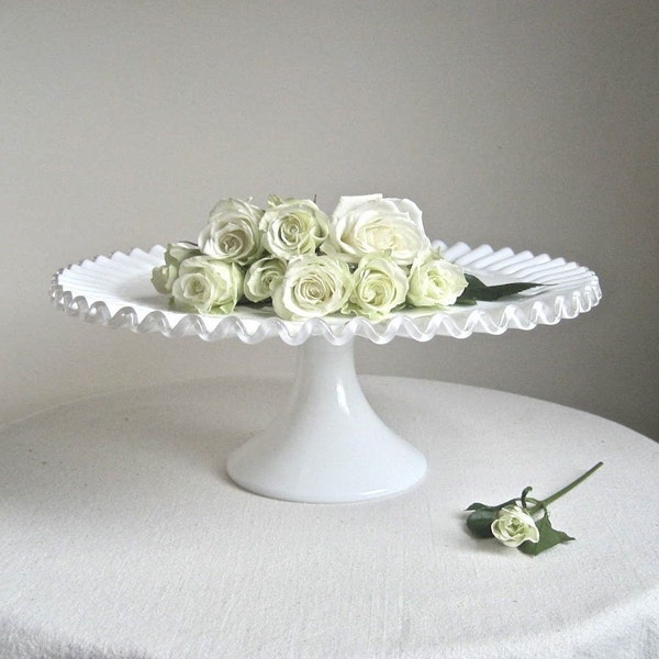 Fenton Silver Crest Milk Glass Cake Stand