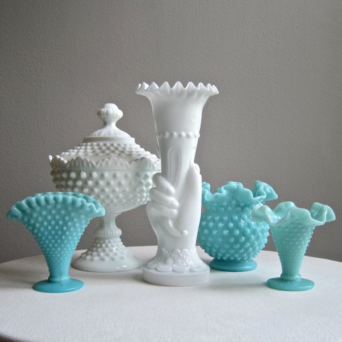 Milk Glass Hand Vase Victorian Posy Vase White Romantic Etsy