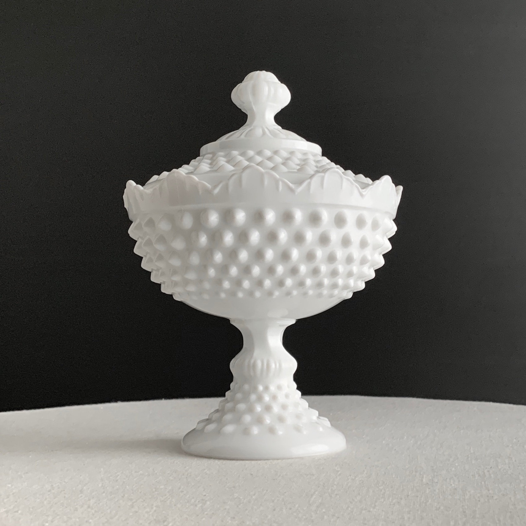 Vintage Hobnail Milk Glass Footed Candy Dish by Fenton White Etsy