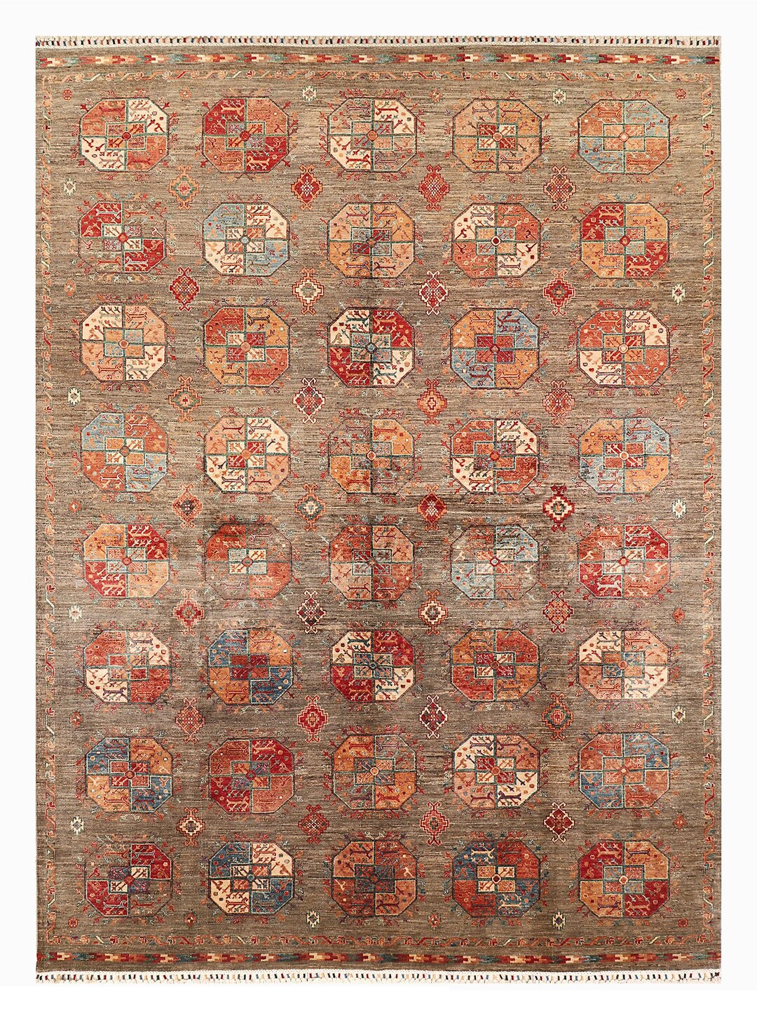 12x9 Ft Handmade Afghani Rug Waziri Style, Wool Carpet Tribal Oriental ...