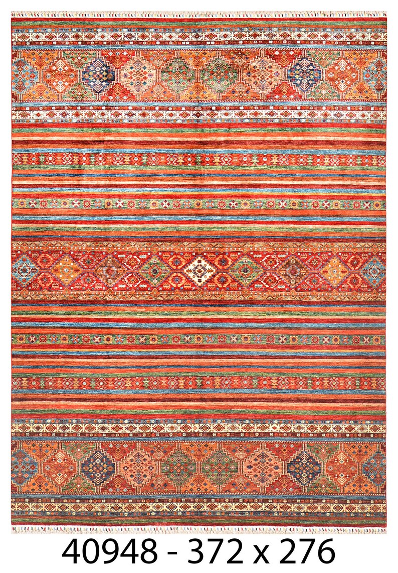 12x9 Ft Handmade Afghan Khurjeen Style Wool Rug, Artisans Rugs .tribal ...