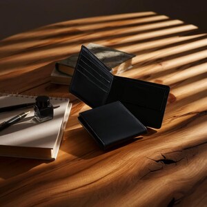 Cartera de cuero artesanal para hombre de Leather Artisans USA: billetera delgada plegable con bloqueo RFID / Cuero de plena flor genuino / Regalo para él / W-LA005