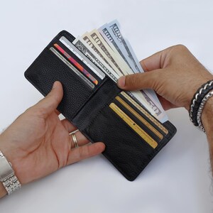 Cartera de cuero artesanal para hombre de Leather Artisans USA: billetera delgada plegable con bloqueo RFID / Cuero de plena flor genuino / Regalo para él / W-LA023
