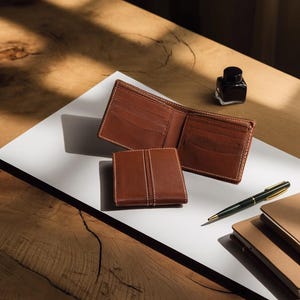 Cartera de cuero artesanal para hombre de Leather Artisans USA: billetera delgada plegable con bloqueo RFID / Piel de grano completo genuina / Regalo para él / W-LA0010