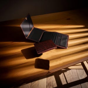 Cartera de cuero artesanal para hombre de Leather Artisans USA: billetera delgada plegable con bloqueo RFID / Cuero de plena flor genuino / Regalo para él / W-LA017