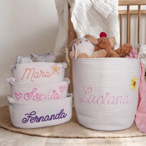 Personalisierter Babykorb | Baby Geschenk Baumwolle Seil Korb | Baby-Geschenk-Korb | Neugeborenen Geschenk | Spielzeugkorb Name | Kinderzimmer Geschenk